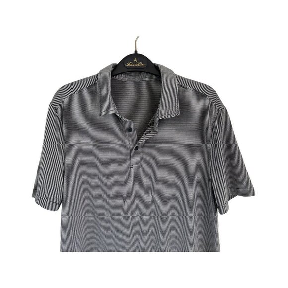 Lululemon Polo Shirt Short Sleeve Gray Stipes - Picture 3 of 5
